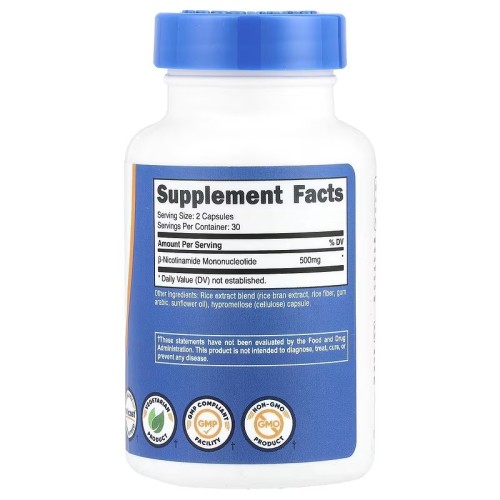 Nutricost, NMN, 60 капсул (250 мг на капсулу)