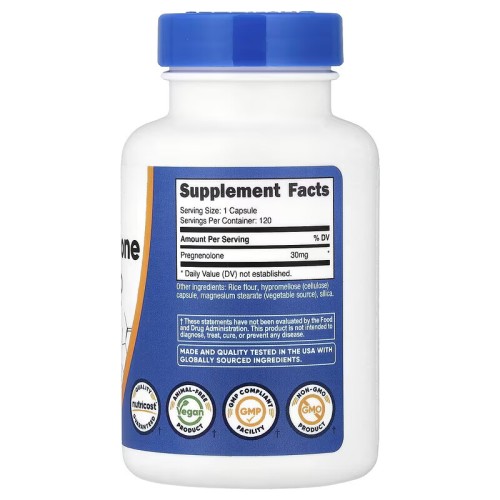 Nutricost, прегненолон, 30 мг, 120 капсул