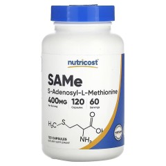 Nutricost, SAMe, 400 мг, 120 капсул (60 порций)