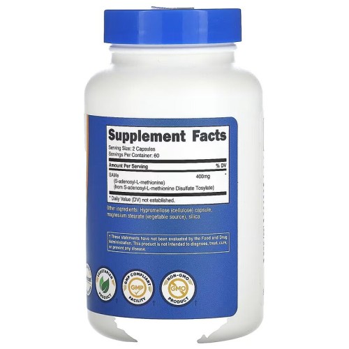 Nutricost, SAMe, 400 мг, 120 капсул (60 порций)
