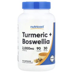 Nutricost, куркума и босвеллия, 90 капсул (30 порций)