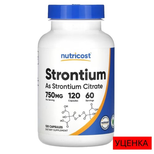 Nutricost, Стронций, 750 мг, 120 капсул (60 порций)