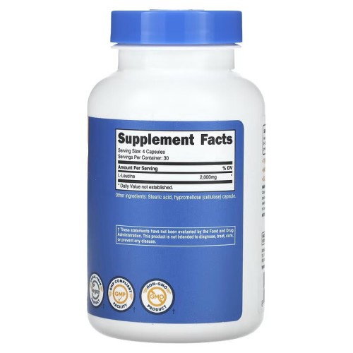 Nutricost, L-лейцин, 2000 мг, 120 капсул (30 порций)