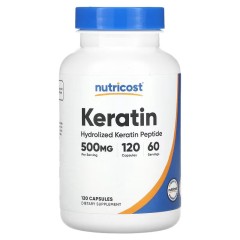 Nutricost, Кератин, 500 мг, 120 капсул (60 порций)