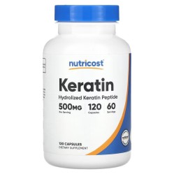 Nutricost, Кератин, 500 мг, 120 капсул (60 порций)