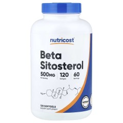 Nutricost, бета-ситостерол, 500 мг, 120 мягких желатиновых капсул (60 порций)