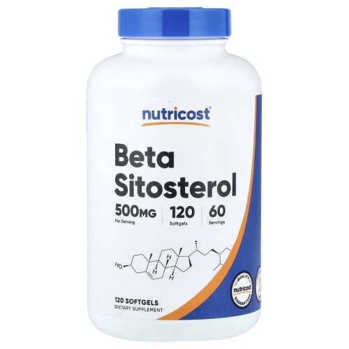 Nutricost, бета-ситостерол, 500 мг, 120 мягких желатиновых капсул (60 порций)