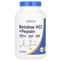 Nutricost, Betaine HCl + Pepsin, 240 Capsules