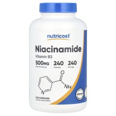 Nutricost, Ниацинамид, 500 мг, витамин B3, 240 капсул