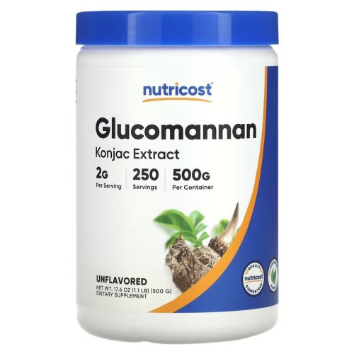 Nutricost, Экстракт глюкоманнана конжака, без добавок, 500 г (250 порций)