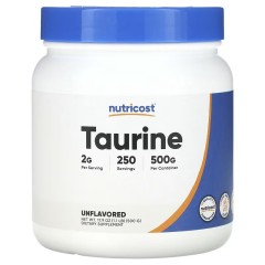 Nutricost, Таурин, без добавок, 500 г (250 порций)