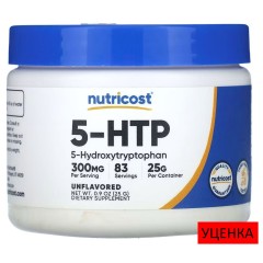 Nutricost, 5-HTP, порошок, 5-гидрокситриптофан, без добавок, 25 г (0,9 унции)