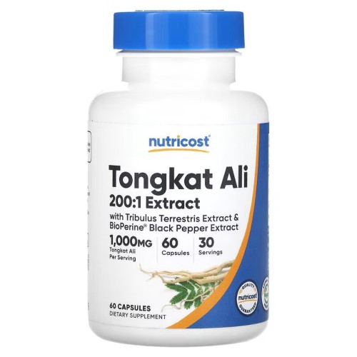 Nutricost, Tongkat Ali эврикома длиннолистная, 1000 мг, 60 капсул (30 порций)