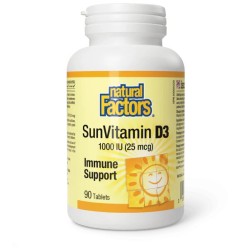 Natural Factors, Солнечный витамин D3, 25 мкг (1000 МЕ), 90 таблеток