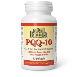 Natural Factors, Пирролохинолинхинон-10, 20 мг, Коэнзим Q10, 200 мг, 60 мягких желатиновых капсул
