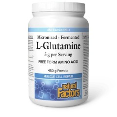 Natural Factors, Микронизированный ферментированный L-глютамин, 5 г, 450 г