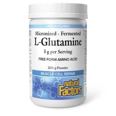 Natural Factors, Микронизированный ферментированный L-глютамин, 5 г, 300 г