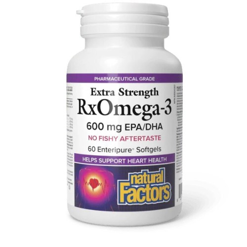 Natural Factors, RxOmega-3 Extra Strength, 600 мг, 60 мягких желатиновых капсул