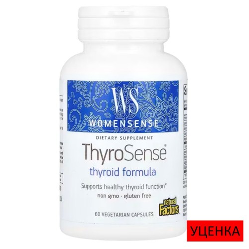 Natural Factors, WomenSense, ThyroSense, средство для щитовидной железы, 60 вегетарианских капсул (30 порций)