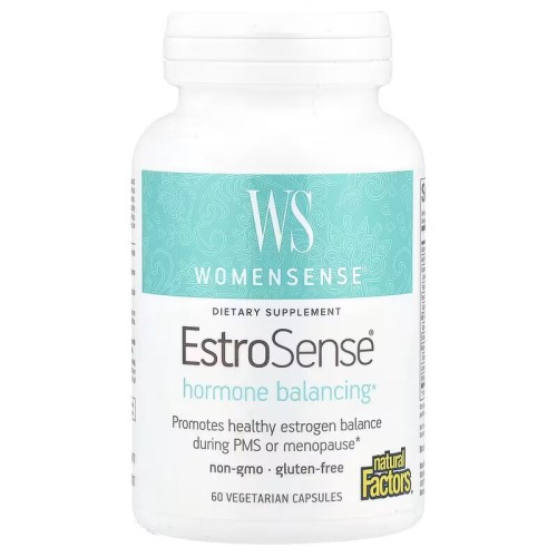 Natural Factors, WomenSense, EstroSense, гормональный баланс, 60 вегетарианских капсул (30 порций)