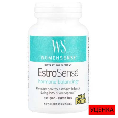Natural Factors, WomenSense, EstroSense, гормональный баланс, 60 вегетарианских капсул (30 порций)