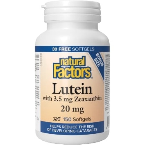 Natural Factors, лютеин, 20 мг, 120 + 30 мягких желатиновых капсул
