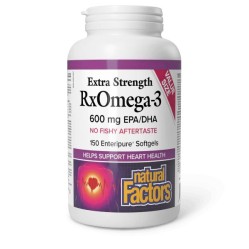 Natural Factors, RxOmega-3 Extra Strength, 600 мг, 150 мягких желатиновых капсул