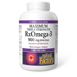 Natural Factors, RxOmega-3, Максимальная тройная сила, 900 мг, 150 мягких желатиновых капсул