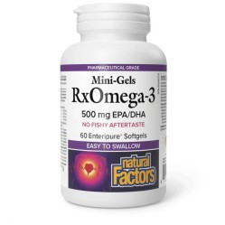 Natural Factors, Мини-гели RxOmega-3, 500 мг, 60 мягких желатиновых капсул