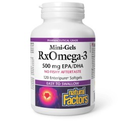 Natural Factors, Мини-гели RxOmega-3, 500 мг, 120 мягких желатиновых капсул