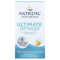 Nordic Naturals, Ultimate Omega, высокоэффективные омега-3 кислоты, со вкусом лимона, 1280 мг, 180 капсул (640 мг в 1 капсуле)