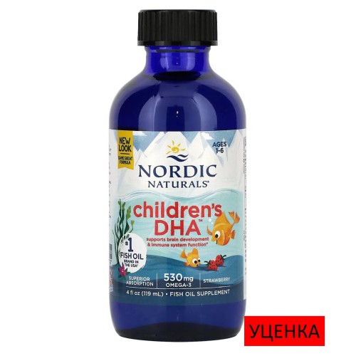 Nordic Naturals, ДГК для детей от 1 до 6 лет, со вкусом клубники, 530 мг, 119 мл (4 жидк. унции)