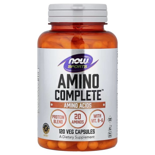 NOW Foods, Sports, Amino Complete, аминокислотный комплекс, 120 вегетарианских капсул (30 порций)