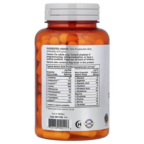 NOW Foods, Sports, Amino Complete, аминокислотный комплекс, 120 вегетарианских капсул (30 порций)