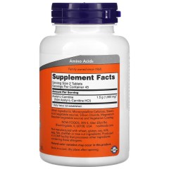 NOW Foods, Ацетил-L-карнитин, 750 мг, 90 таблеток (45 порций)