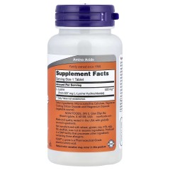 NOW Foods, L-лизин, 500 мг, 100 таблеток