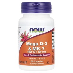 NOW Foods, Mega D3 и MK-7, 180 мкг, 60 капсул