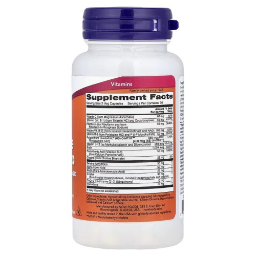 NOW Foods, комплекс коферментов группы B, 60 вегетарианских капсул (30 порций)