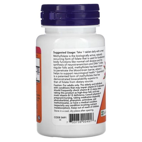 NOW Foods, метилфолат, 1000 мкг, 90 таблеток