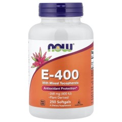 NOW Foods, E-400 со смешанными токоферолами, 268 мг (400 МЕ), 250 капсул