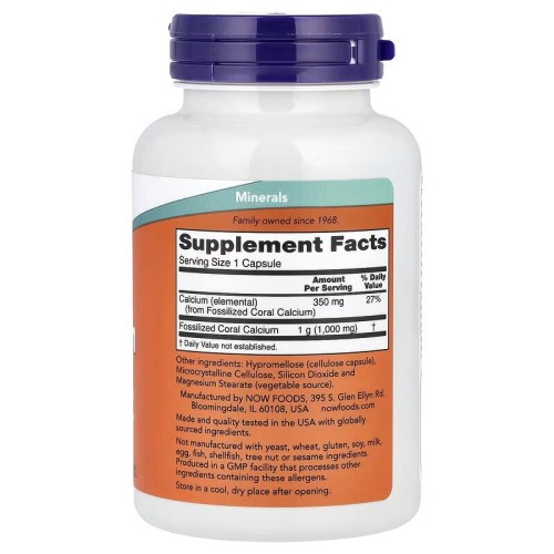 NOW Foods, Кальций из кораллов, 350 мг, 100 капсул