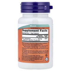 NOW Foods, Пиколинат цинка, 50 мг, 60 растительных капсул