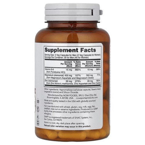 NOW Foods, Sports, ZMA, восстановление после физической активности, 90 вегетарианских капсул