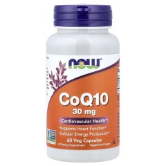 NOW Foods, коэнзим Q10, 30 мг, 60 вегетарианских капсул
