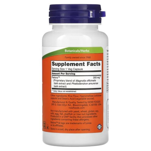 NOW Foods, Relora, добавка для контроля стресса и аппетита, 300 мг, 60 растительных капсул