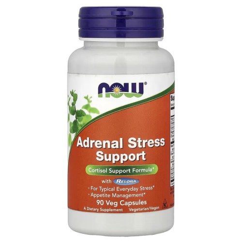 Now Foods, Adrenal Stress Support, препарат для поддержания уровня кортизола, 90 растительных капсул