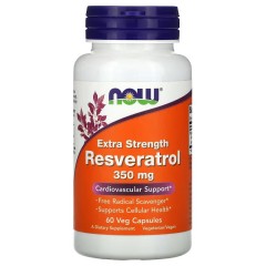 NOW Foods, Натуральный Ресвератрол, 350 мг, 60 вегетарианских капсул