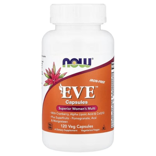 NOW Foods, Eve, мультивитамины для женщин, без железа, 120 растительных капсул (30 порций)