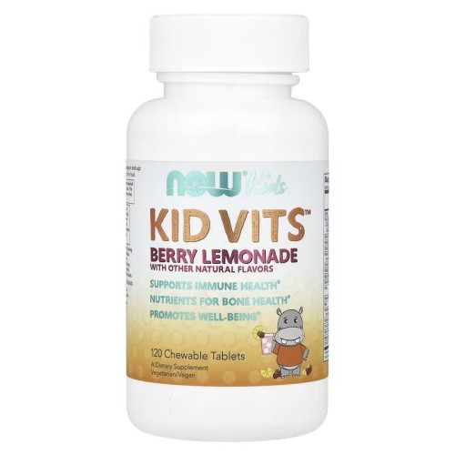 NOW Foods, Kids, Kid Vits, детские витамины, со вкусом ягодного лимонада, 120 жевательных таблеток (60 порций)