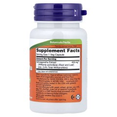 NOW Foods, Ашваганда, 450 мг, 30 растительных капсул